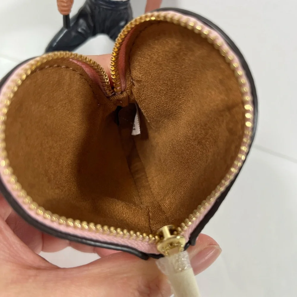 Coach Heart Bag Charm In Signature Canvas NWT